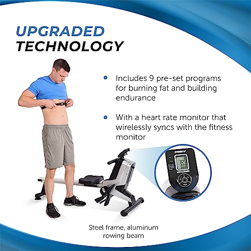 Image of Stamina Magnetic Rower - Rower Machine with Smart Workout App - Rowing Machine with Magnetic Resistance for Home Gym Fitness - Up to 250 lbs Weight Capacity