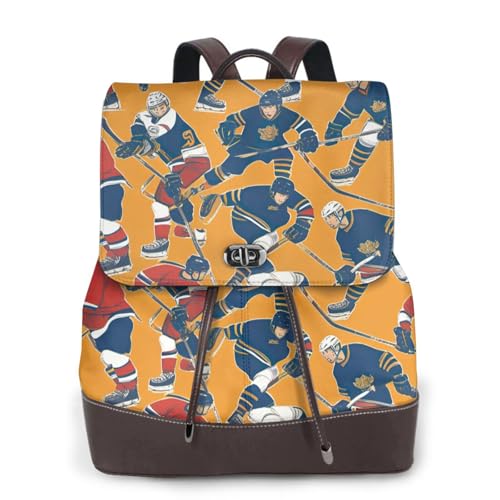 Sac à dos en cuir imprimé hockey femme la solution légère pour travailler et voyager