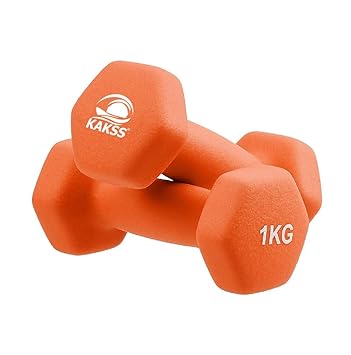 KAKSS Neoprene Dumbbell, Set of 2pcs (1kg Set Of 2pc Orange) - image, photos