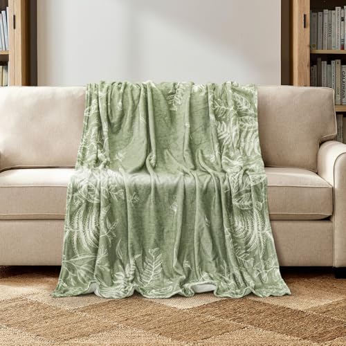 Horaldaily Spring Flannel Blanket 50x60 Inches Fern Green Fleece Blanket Throw, Soft Lightweight Plush Cozy Blankets for Bed, Sofa, Couch, Travel, Camping