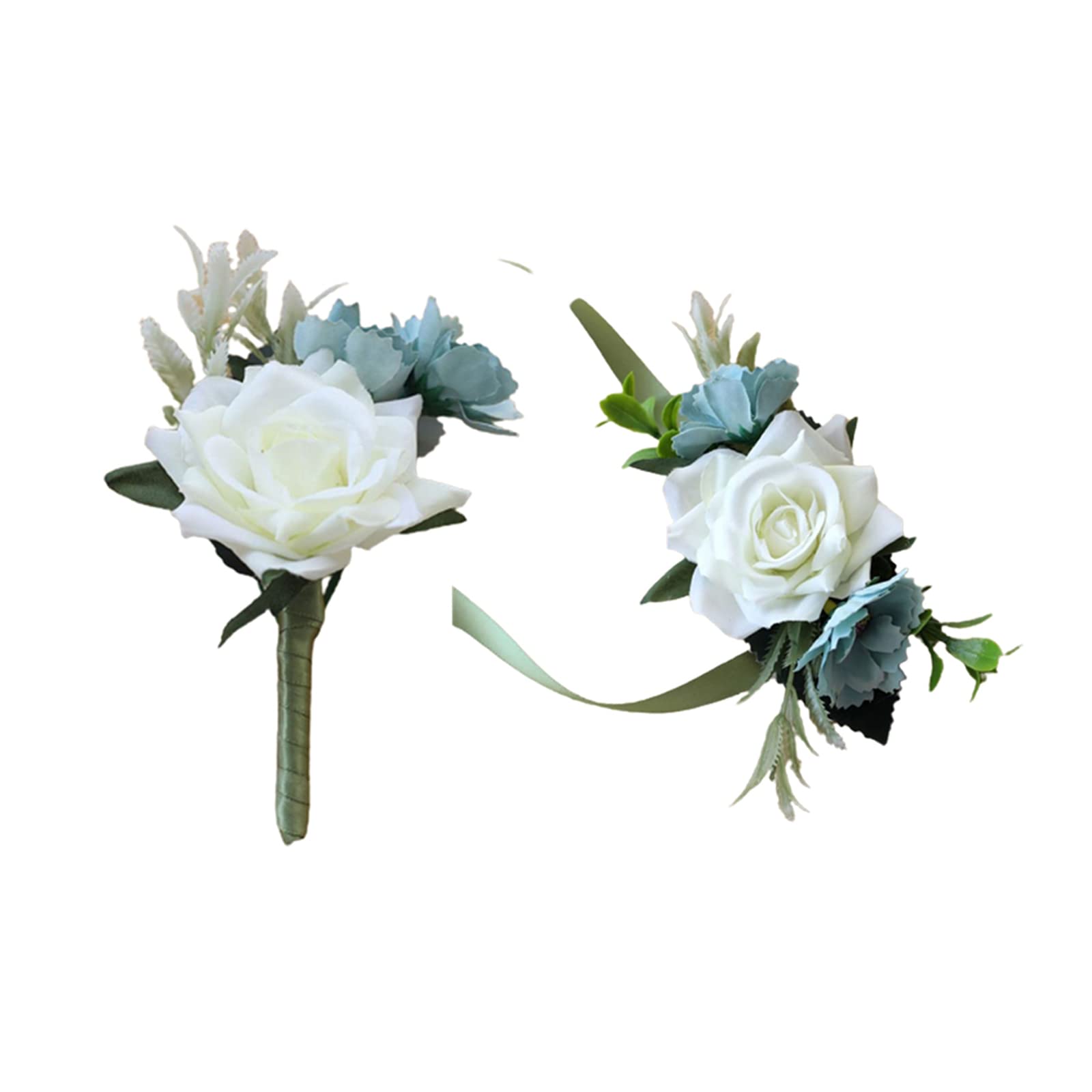 YSUCAU Set di 10 fiori all'occhiello da uomo, per matrimonio, sposo e testimoni dello sposo, colore bianco, per autunno e matrimonio