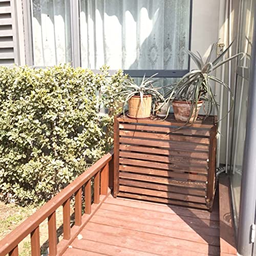 Cache-climatiseur à persiennes bois et support de plantes extérieur - 7