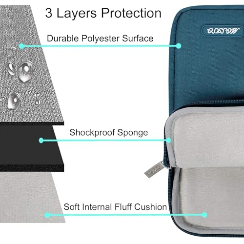 Image of MOSISO Laptop Case 14 inch, 14 inch Laptop Sleeve Compatible with HP Lenovo Dell ASUS Acer, HP Stream, Dell Latitude, Lenovo IdeaPad, Polyester Vertical Computer Sleeve Bag with Pocket, Deep Teal