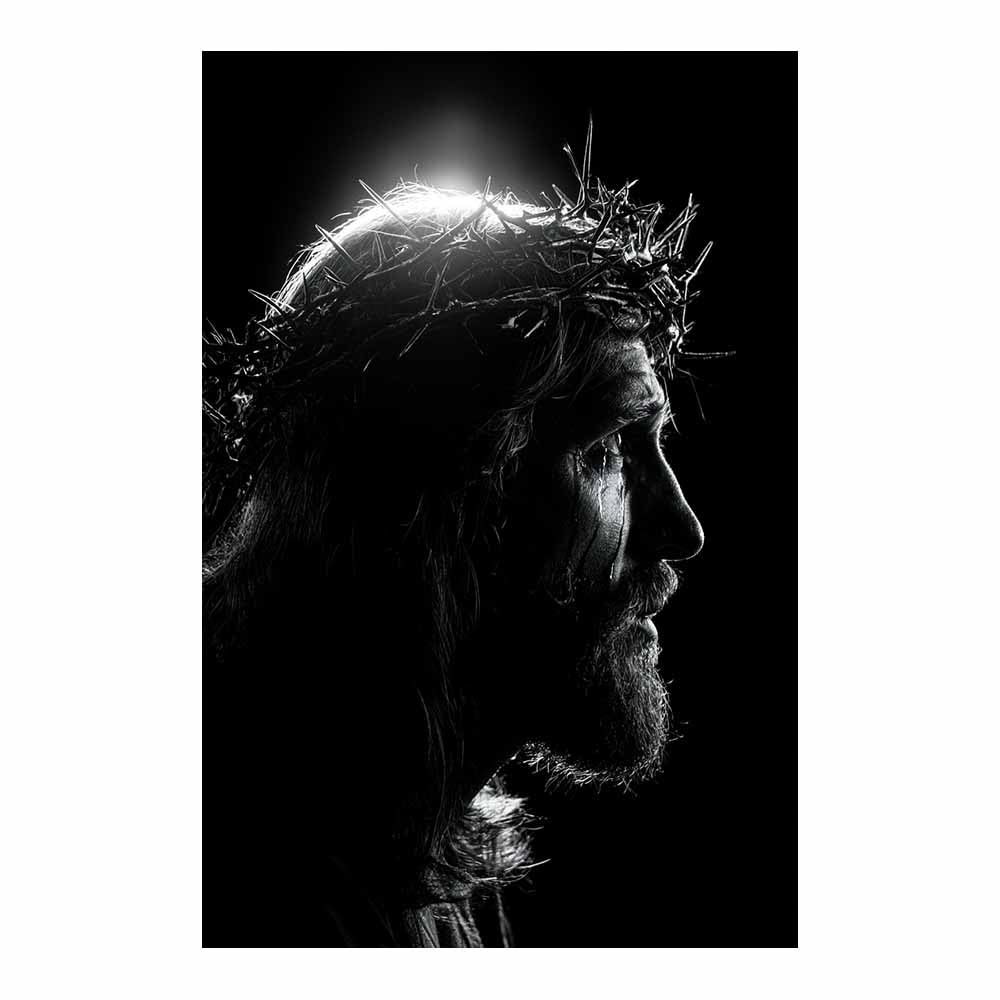 XENIOU Black And White Pictures Christ Crown Of Thorns prints for walls, canvas wall art for Living Room Bedroom Bathroom Home Office Wall Decoration(Multicolor)-60x90cm Unframed