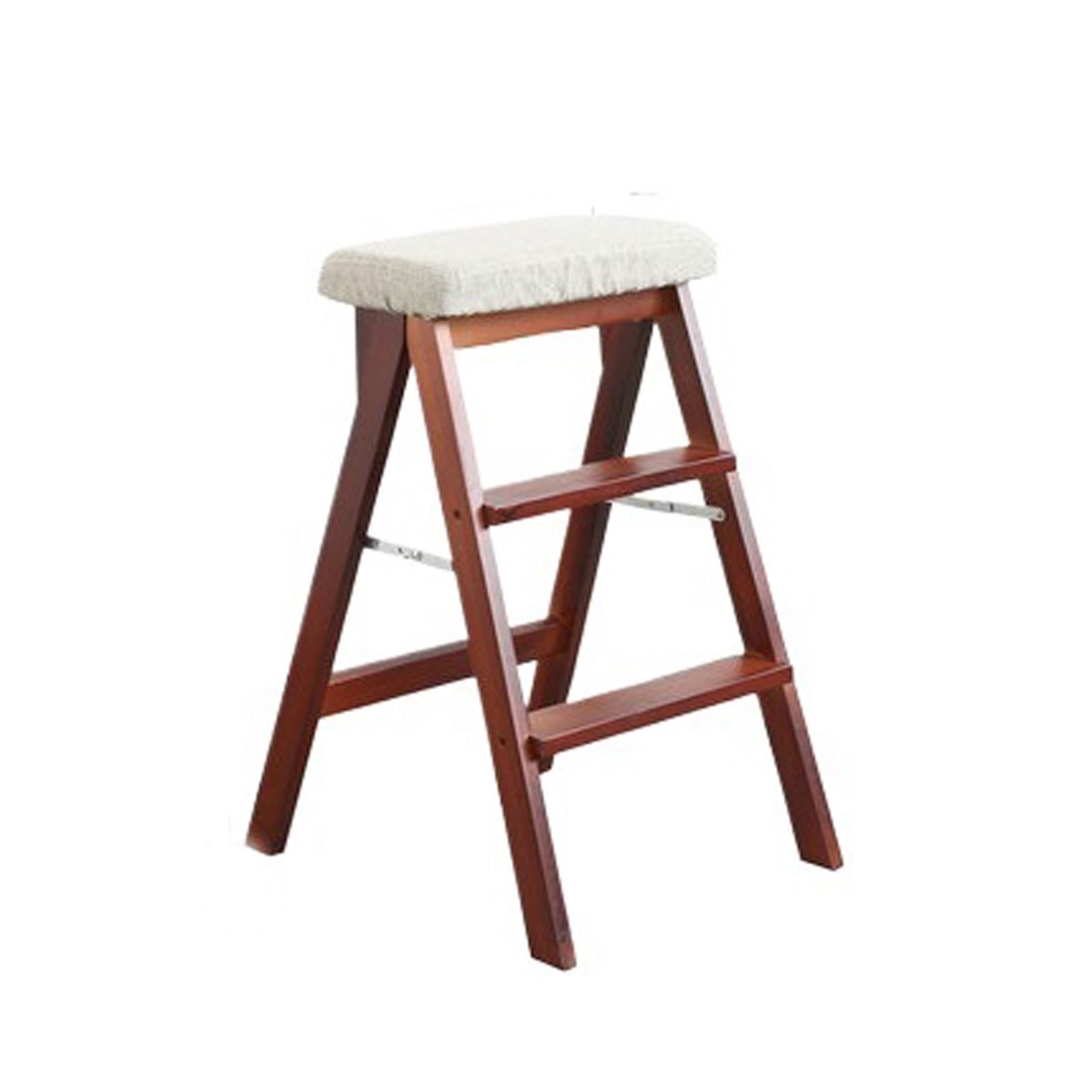 ZGYOZMNG Step Ladder Solid Wood Staircase Portable Stool Ladder Chair Folding High Bench Suitable for Kitchen Bathroom and Office Use stepstool(Matcha green) (Plain)