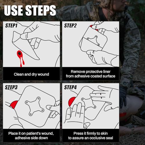 Image of RHINO RESCUE Vented Chest Seal, IFAK Refill First Aid Supplies (2 Count) (Pack of 2)