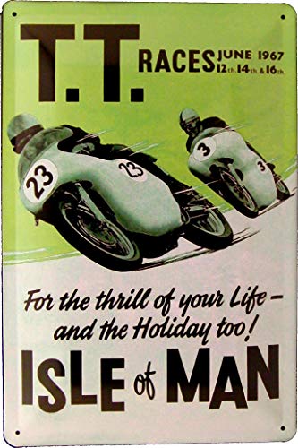 Blechschild 20x30 Isle of Man TT Race 1967 Motorrad Rennen im Retro Nostalgie Vintage Werbe Plakat Stil Tourist Trophy Super Moto GP