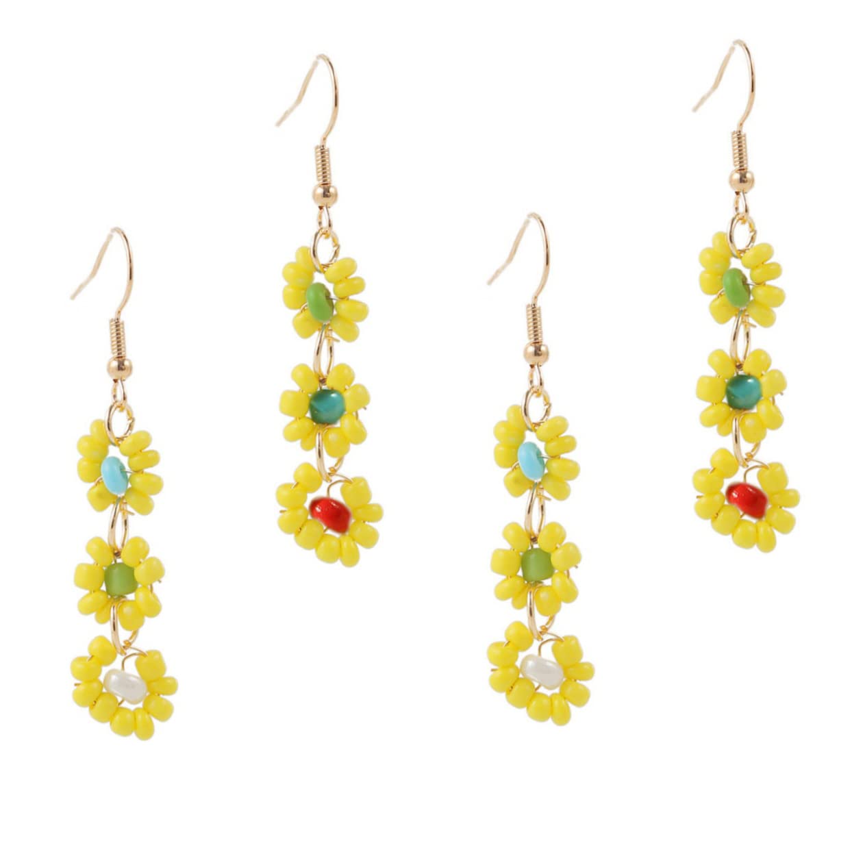 Jewelry 2 Paar Blumenohrringe handgefertigte Perlen -Dangle -Ohrring -Sets für mehrere durchdringende Zufällige Jewelry