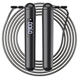 ACHDOFITS Smart Jump Rope with Calorie Counter - Adjustable Speed Jump Ropes for Home Workouts, Get Fit & Burn Calories for Adults and Teens (Black)