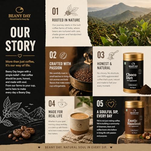 Image of Free Frother | Beany Day Instant Coffee Duo - Choco Dirt & Hazelnut (80g x 2) | Agglomerated | No Chicory | Strong Cafe-Like Taste at Home