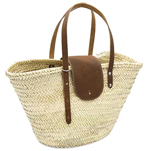Bolso canasta francés con asa de cuero miniatura 1