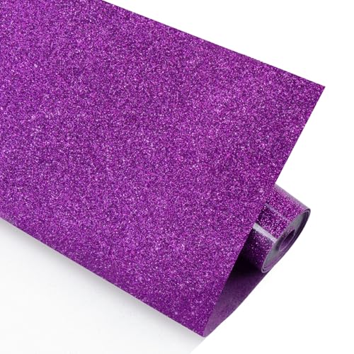 Image of HTVRONT Purple Glitter HTV Heat Transfer Vinyl - 12 inch x 10ft Purple Glitter Iron on Vinyl for Shirts, Glitter HTV Vinyl Rolls for Heat Transfer Design