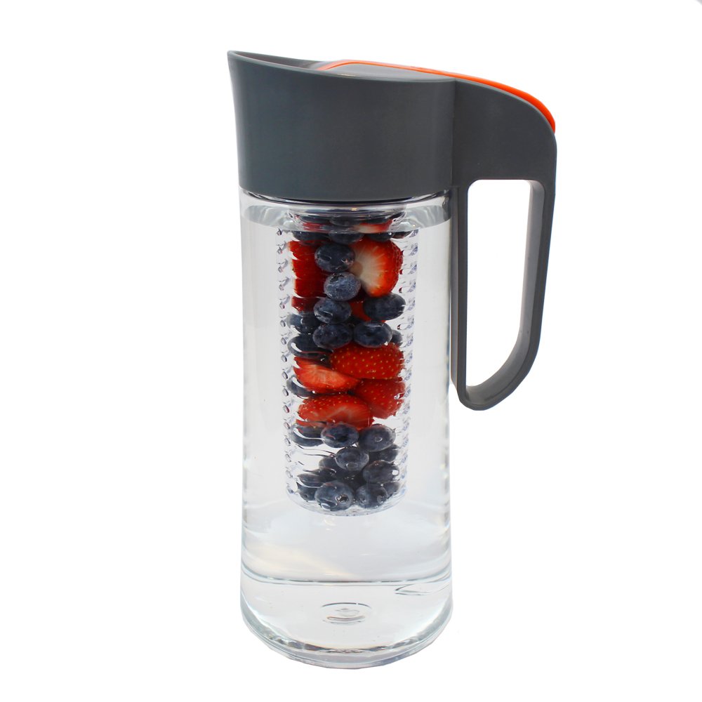 Cucina Sana Fruit and Tea Infusion Pitcher with Lid for Flavorful Hydration – Fruit Water Infuser Pitcher 68 oz – Infused Water Pitcher BPA free – Water Carafe for Hot/Cold Water (orange)