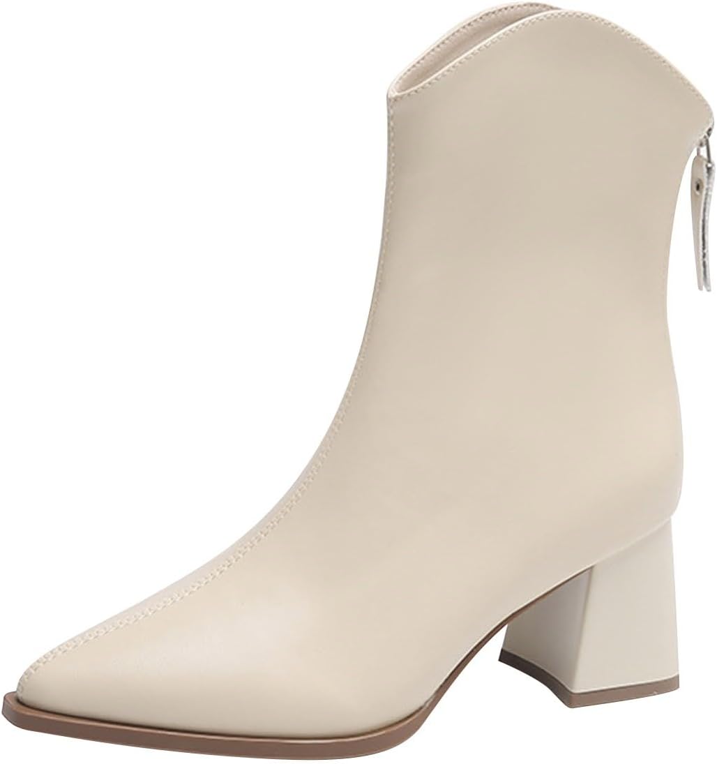 SAUTRV Side Zipper Boots for Women Ankle Boots Short Boots Single Shoes