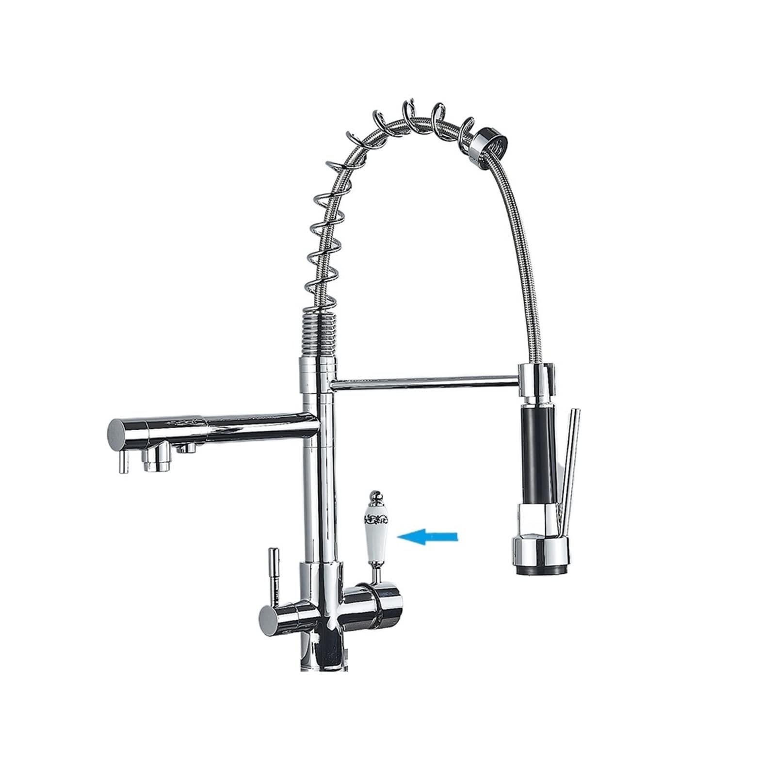 GLETSF 3 Drinking Waterap 3In1 Kitchen Sink Mixer Pull Out 360Swivel Design Durabfaucet For Clean Water & Easy Use,Black-C,Brushed-C