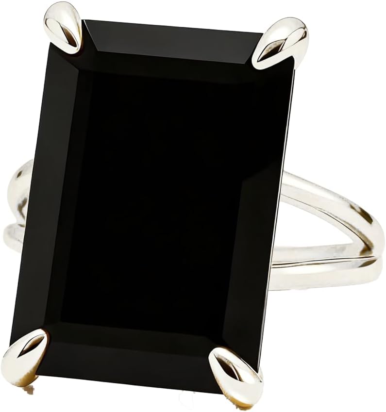 Bold Black Onyx Jewelry for Women in Sterling Silver - Artisan-made 925 Silver Rings for Women - With Box - Engraving Available