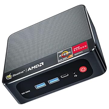 Beelink Mini PC AMD Ryzen 7 5800H até 4,4 GHz 8C/16T, mini computadores desktop 16GB DDR4 RAM/500GB M.2 2280, 4K FPS/60Hz Dual HDMI+Type-C/WiFi 6(802.11ax)/BT5.2 Mini computadores