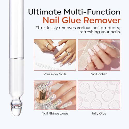 Image of modelones 30ml Nail Glue Remover for Press On Nails, Upgrade Clear Stick On Nails Remover for Acrylic Tips, Nail Polish Remover with Wood Stick