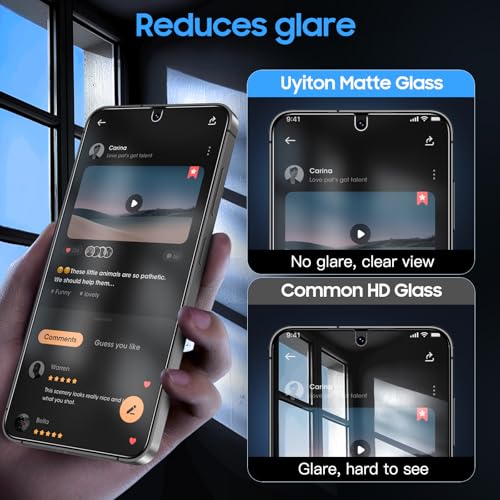 Image of Uyiton for Samsung Galaxy S25 Plus /S24 Plus Matte Screen Protector | Ultrasonic Fingerprint Support Anti- Glare 9H Tempered Glass Scratch-Resistant Bubble-Free, 2 Pack