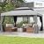 Outsunny 10' x 13' Patio Gazebo, Outdoor Gazebo Canopy Shelter with Netting and Curtains, Aluminum Frame for Garden, Lawn, Backyard and Deck, Gray