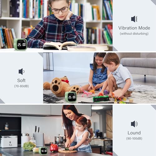 Image of Rotating Pomodoro Timer 5, 25, 10 50 Minutes Preset, Desk Productivity Flip Timer, ADHD Tool Cube Countdown Stopwatch, Vibration /High /Low Volume /Custom Modes, for Work, Study, Back to School, Green