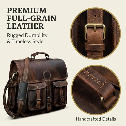 Cureo Handcrafted Leather Briefcase Bag