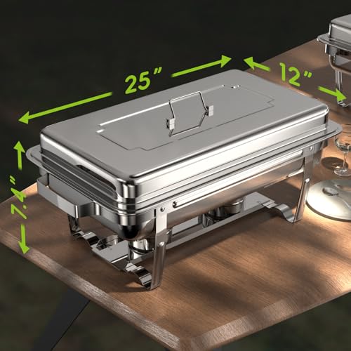 sifer 9Qt 4Pack [Multi-Size] Chafing Dish for Buffet | 80% Faster Screwless Assembly & Stackable Design for Wedding/Home/Christmas Buffets - Thumbnail 7