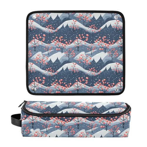 Bolsa de viaje para herramientas de cabello resistente al calor Winter Mountain Tree Marble, alfombrilla para planchas, rizadores y organizador portátil miniatura 3