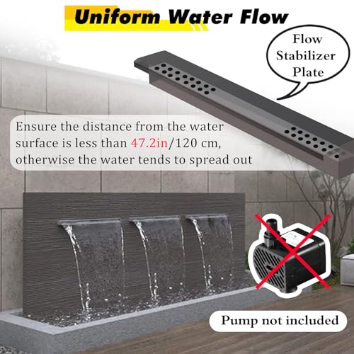 Cascada de pared sin salpicaduras con kit de acero inoxidable 304 para fuentes de patio 3