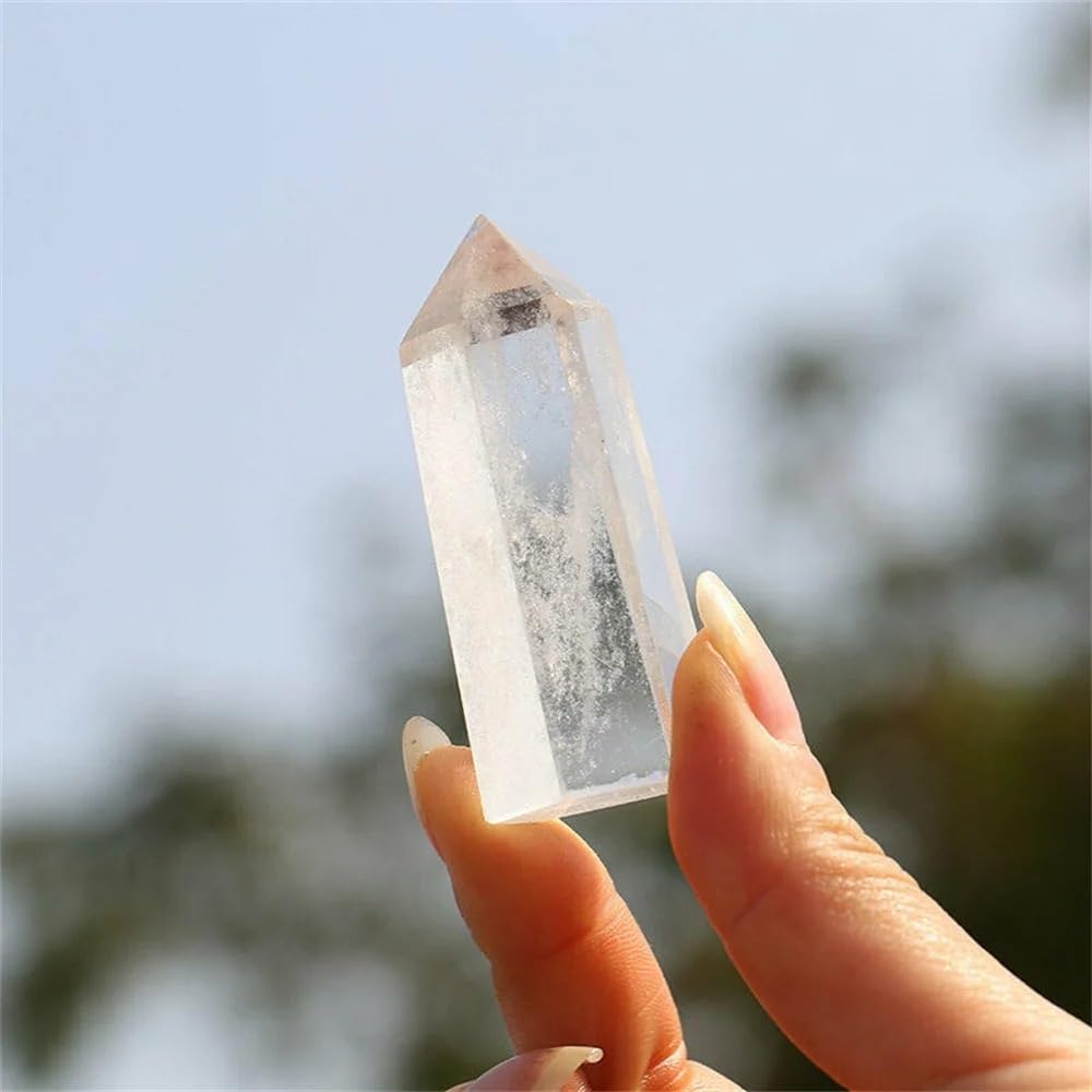 Varita de cuarzo transparente y obelisco de cristal para decoración de hogar