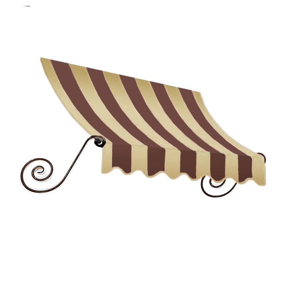 10.38 FT. Charleston Fixed Awning 124.5 in. W X 24 in. H X 24 in. D Acrylic Fabric in Brown/TAN Stripe by Awntech – Model CT22-10BRNT