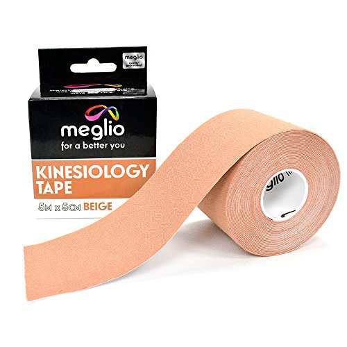 Cinta de Kinesiología Meglio Rollos 5 m, Sin Látex, Fleje de Vendaje Deportivo Hipoalergénico, Transpirable, Cintas Adhesivas Impermeables de Apoyo Muscular para Deportes y Recuperación de Les