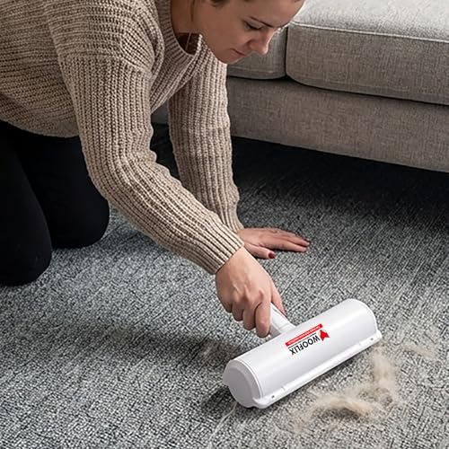 Image of Wooflix Lint Remover with Handle, Protective Cover, and 2 Refills (120 Sheets) - Sticky Roller Brush for Clothes, Furniture, Carpet, Pet Fur, Dust, and Dirt (Lint Roller)