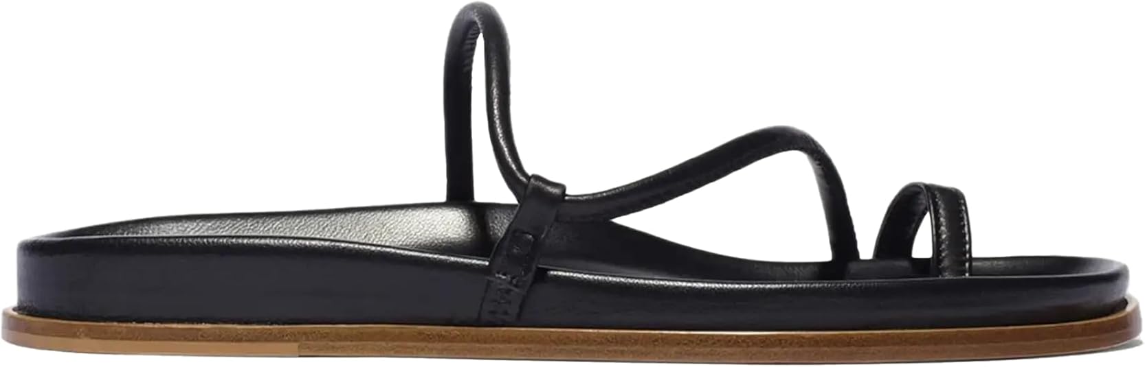 Women's Faux Leather Sandals with Toe Loop and Cushioned Footbed