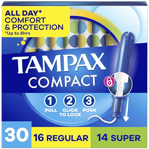 Tampax Compact Pearl Tampons Multipack, with LeakGuard Braid & Extendable Applicator, Regular/Super...