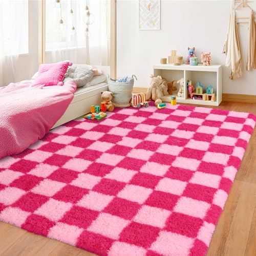 Tapete decorativo Pionblank 5x7 pies rosa suave antideslizante miniatura 2