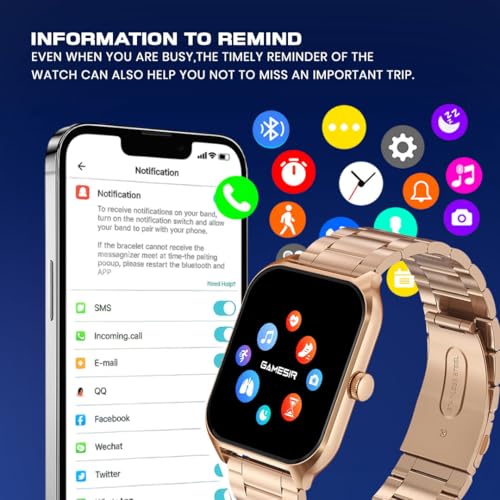 Image of GameSir H9 Smartwatch - Big Display | Bluetooth Calling | Heart Rate & SpO2 Monitor | 100+ Sports Modes | Long Battery | IP68 Waterproof | TFT Display | Design for Men & Women (Metal Gold)