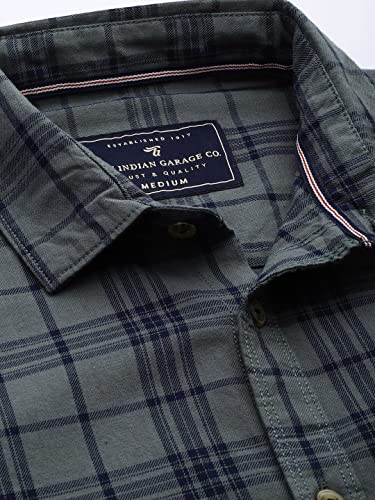Image of The Indian Garage Co Men Slim Fit Checkered Full Sleeves Cutaway Collar Casual Shirt