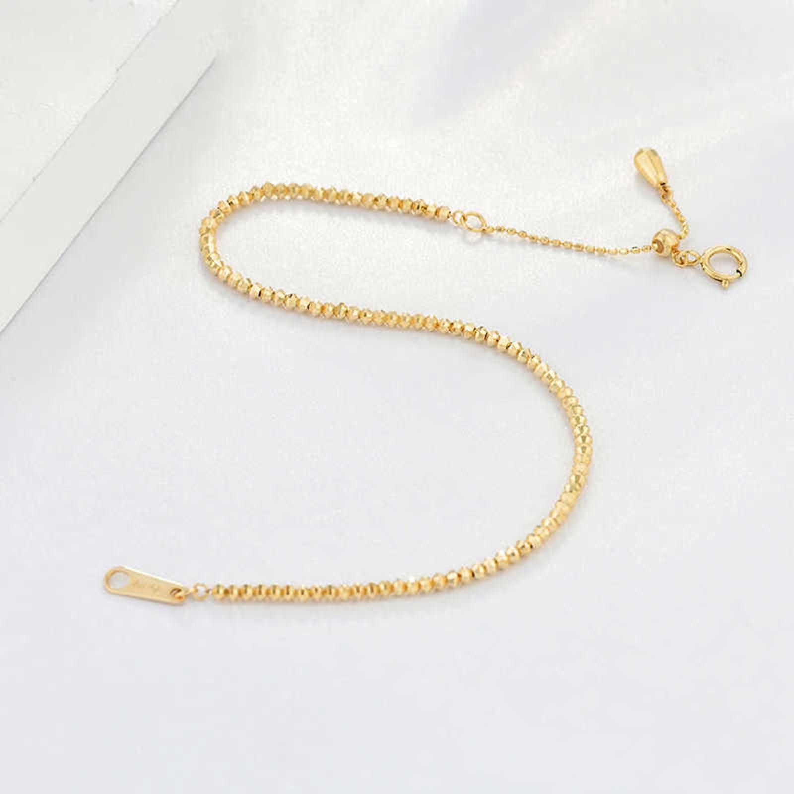 Bracciale Donnatti Oro 9 K / 14 K / 18 K 750, Catena a Perline da 1,8 MM, Regolabile 16 CM + 5 CM, Bracciali Catena Donna Oro