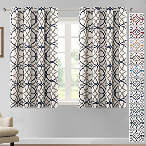H.VERSAILTEX Blackout Curtains 63 inch Length 2 Panels Set Thermal Curtains & Drapes Window Treatment Noise Reducing Geometric Modern Grommet Living Room Curtains for Bedroom - Brown and Gra
