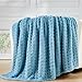 NEWCOSPLAY Light Purple Leaves Pattern Throw Blanket & 3D Waffle Checkered Blue Throw Blanket