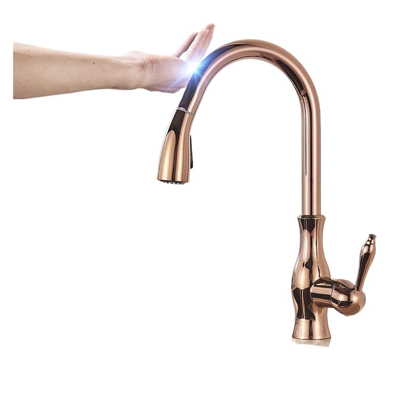 Grifo de cocina con sensor extraíble y control táctil en color oro rosa
