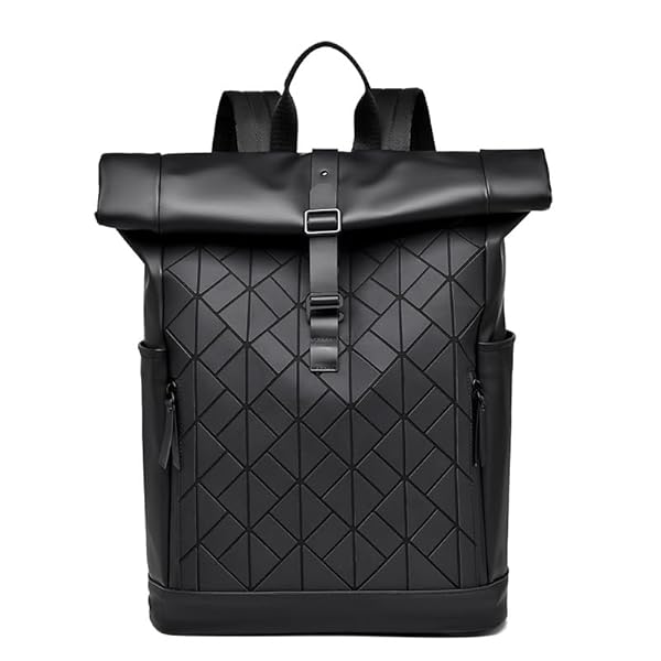 Roll-Top-Laptop-Backpack-for-Men-Women-Expandable-Casual-Daypack-for-156-Inch-Macbook-Water-Resistant-Commuter-Laptop-Rucksack-Large-Capacity-Adjustable-Black Roll Top Laptop Backpack for Men Women, Expandable Casual Daypack for 15.6 Inch Macbook Water-Resistant Commuter Laptop Rucksack Large Capacity Adjustable (Black)