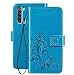 Produktbild FANFO® Hülle für Xiaomi Redmi Note 8T, [3D Glückliche Blumen] Leder Flip Brieftasche Case mit TPU-Innenschale, Magnetverschluss, Kartenfächern, Geldbeutel und Ständer, Blau