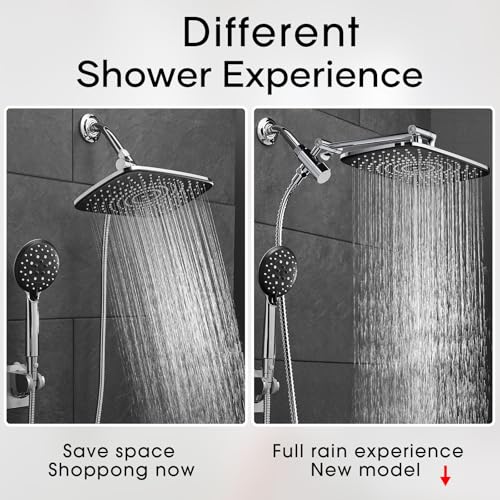 Veken SHC5V205 11.8 Rectangle Inch High Pressure Rain Shower Head -Shower Heads With 6 Modes Handheld Spray Combo- Wide Shower With 70 Inch Hose - Adjustable Dual Showerhead thumb #5