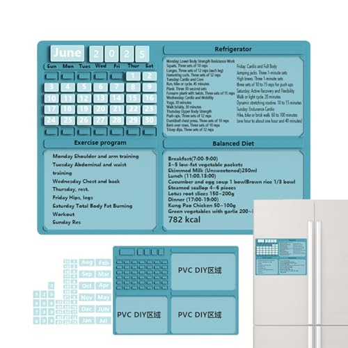 Calendrier mensuel magnétique pour frigo avec tableau de planification de régime