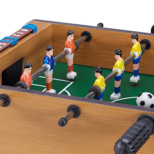 Relaxdays 10022515 Tischkicker, Kinder, Erwachsene, Holz-Optik, robust, Tischfußball, H x B x T: 11 x 51 x 50 cm, grün-braun – Bild 7