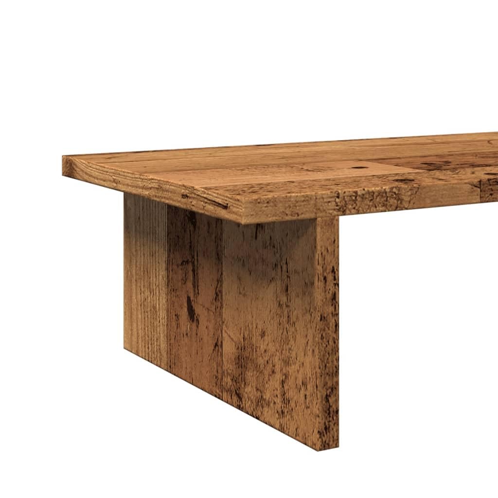 Supporto per monitor, effetto legno anticato, 100 x 27 x 15 cm, per postazione di lavoro ergonomica, regolabile in altezza, pieghevole, portatile, con organizer, ideale per casa, gaming e