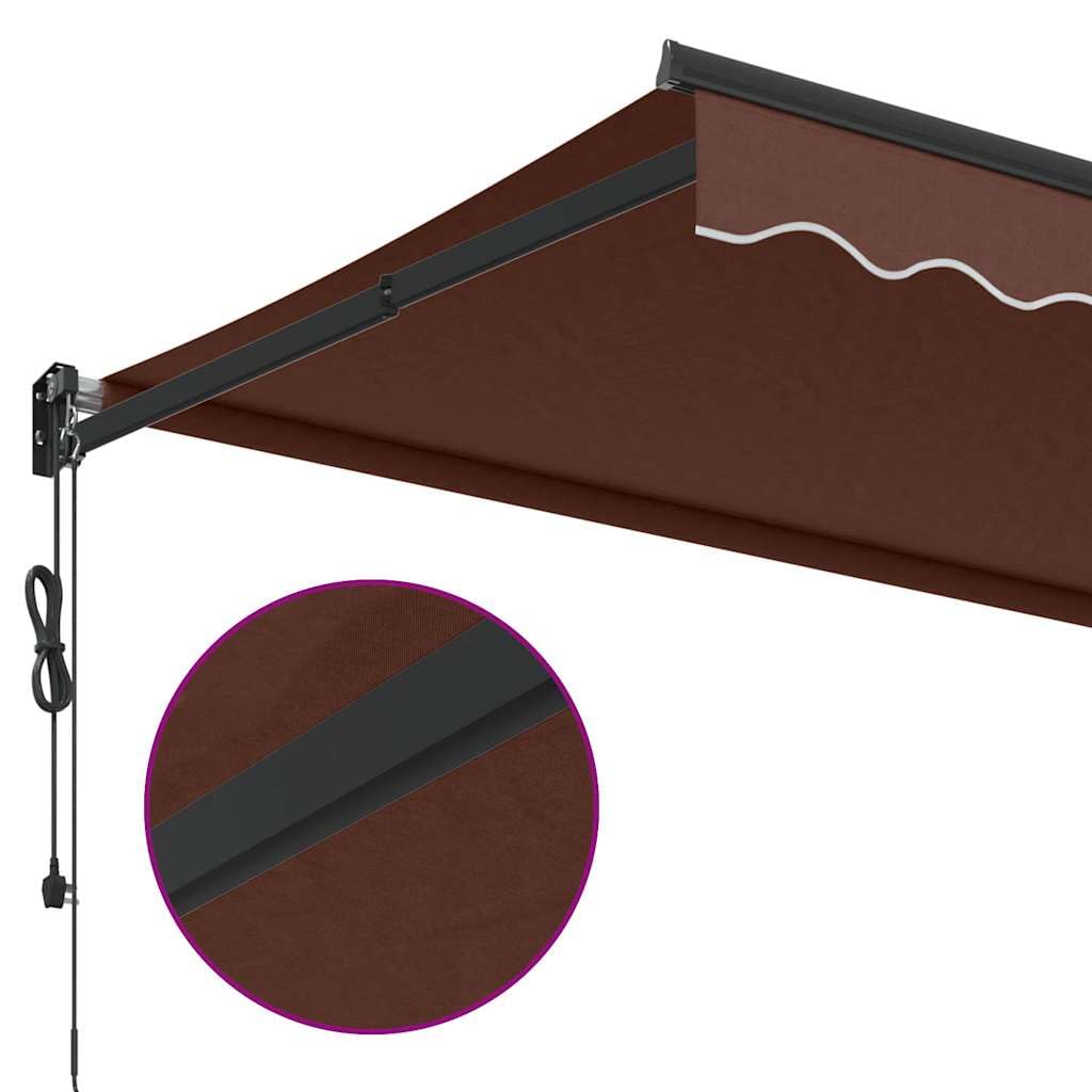 Brokky Toldo Motorizado 3.5 x 2.5 m Toldo Articulado Eléctrico con Mando a Distancia para Terraza, Jardín-Marrón-3.5 x 2.5 m-Marco Antracita