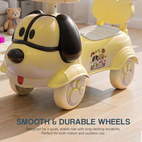 Image of Scooby Ride on Cars for Kids | Portable Baby Push Ride-ons with Music & Toy Storage | Indoor Kids Car with Lights & Safety Backrest | Outdoor Rider Cars for Kid 1 to 3 Years (Yellow)